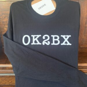 OK2BX T-Shirt - Long Sleeve Black with White Logo