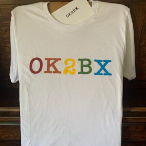 OK2BX T-Shirt - White with Rainbow Logo
